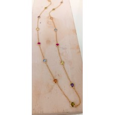 Κολιέ Σε Κίτρινο Χρυσό 14Κ μακρύ με πολύχρωμα ζιργκον (N216)